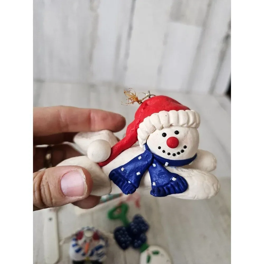 snowman vintage ornament set‎ baby rattle Santa